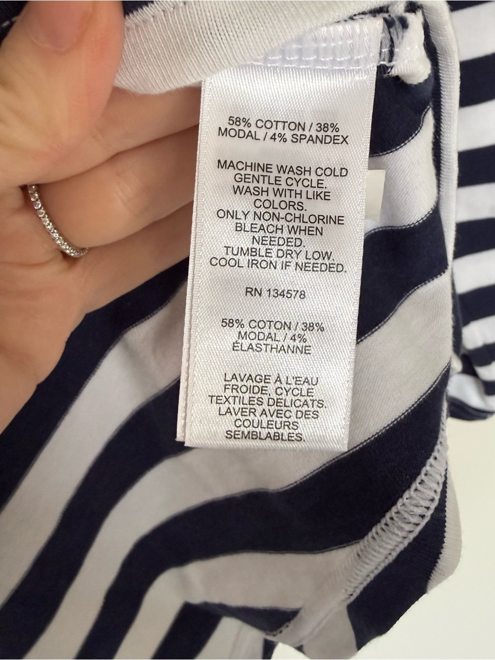 Vineyard Vines Navy & White Striped 3/4 Sleeve Top - Picture 5 of 7